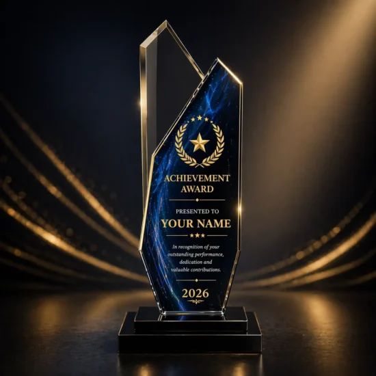 Achievement crystal award custom engraved trophy Canada