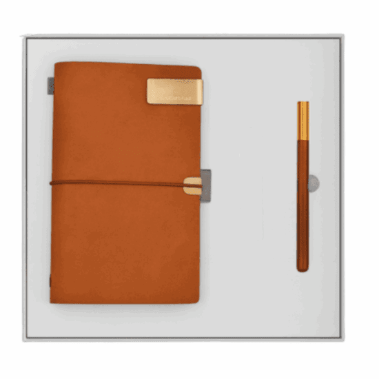 Embossed Logo Notebook Pen Set – Premium Leather Corporate Gift Canada