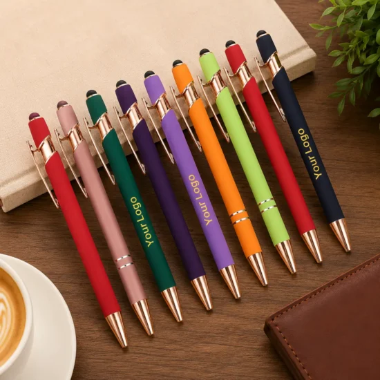 Soft Touch Stylus Pen with Rose Gold Trim