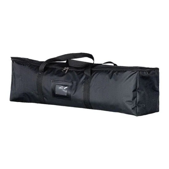 Black rectangular carrying bag with handles and a zippered compartment.