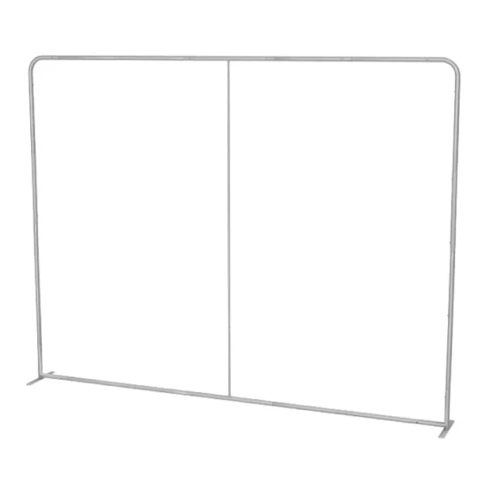 A simple metal garment rack with a rectangular frame and two legs.