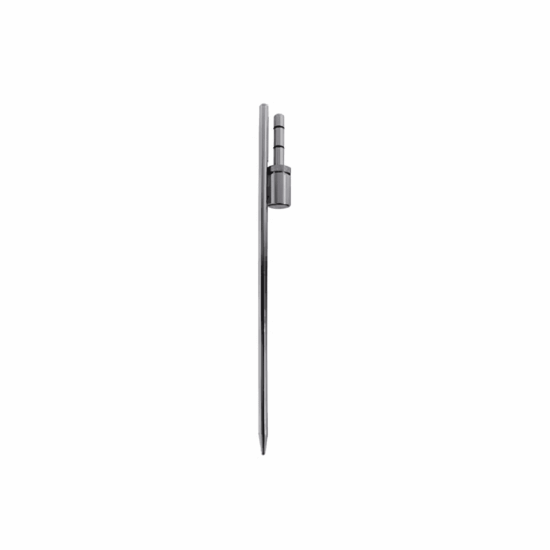A sleek metal spike with a small cylindrical attachment near the top.