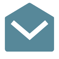 Blue envelope icon with a downward arrow flap.