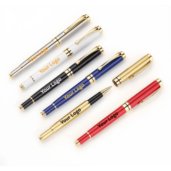 Assorted promotional pens with gold accents