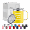 Custom 12oz Stainless Steel Mug with Lid for Coffee and Tea