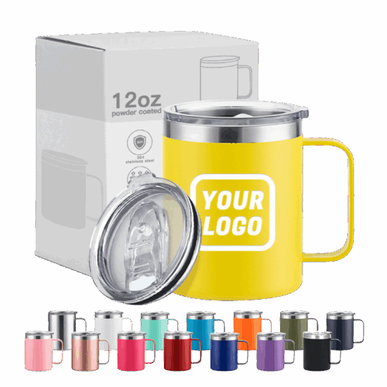 Custom 12oz Stainless Steel Mug with Lid for Coffee and Tea