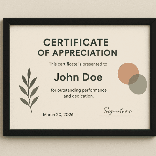 Personalized Certificate with Frame