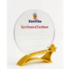 Round Crystal Certificate of Excellence Award with Custom Engraving