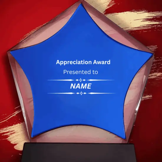 Custom Five-Pointed Star Crystal Award