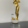 Modern Gold Golf Swing Trophy on Crystal Base