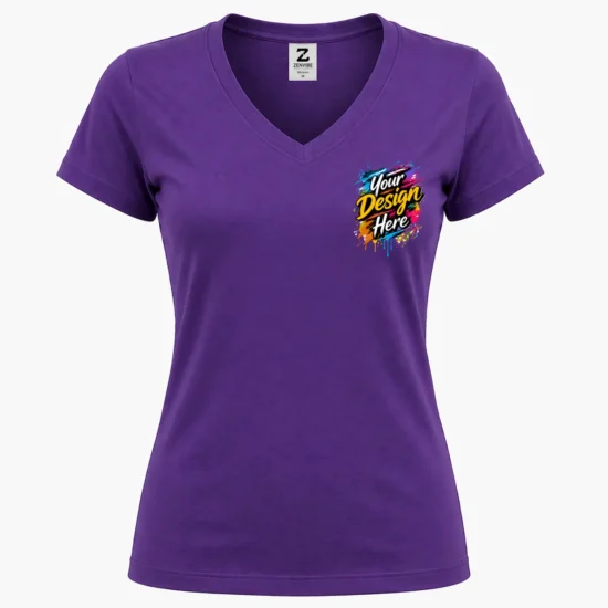 Women’s V-Neck T-Shirt with Custom Logo printing in Canada.