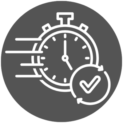 Stopwatch with checkmark indicating quick completion