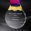 Crystal Diamond Cut Medal