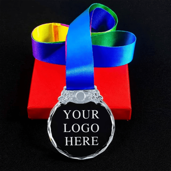 Crystal Diamond Cut Silver Medal