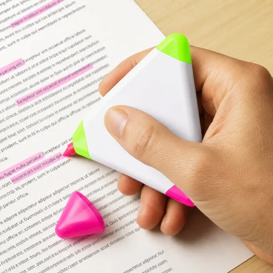 Triangle Shape Promotional Fluorescent Highlighter Pen