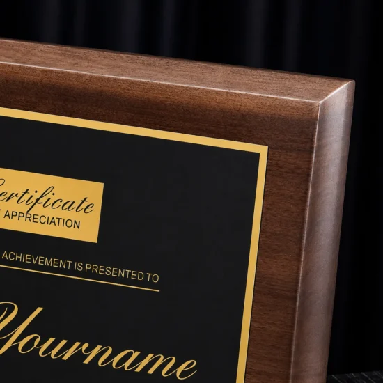 Custom Engraved Wooden Plaque corner view