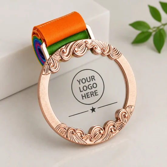 Custom Round Metal Glass Medal Bronze