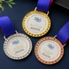 Personalized Star Border Glass Medals with custom logo area, ideal for sports tournaments, school competitions, corporate recognition, and award ceremonies in Canada.