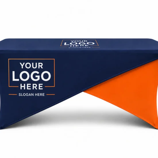 Cross Over Table Cover with custom logo printing for trade shows and events