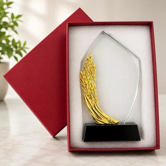 personalized crystal wheat trophy box