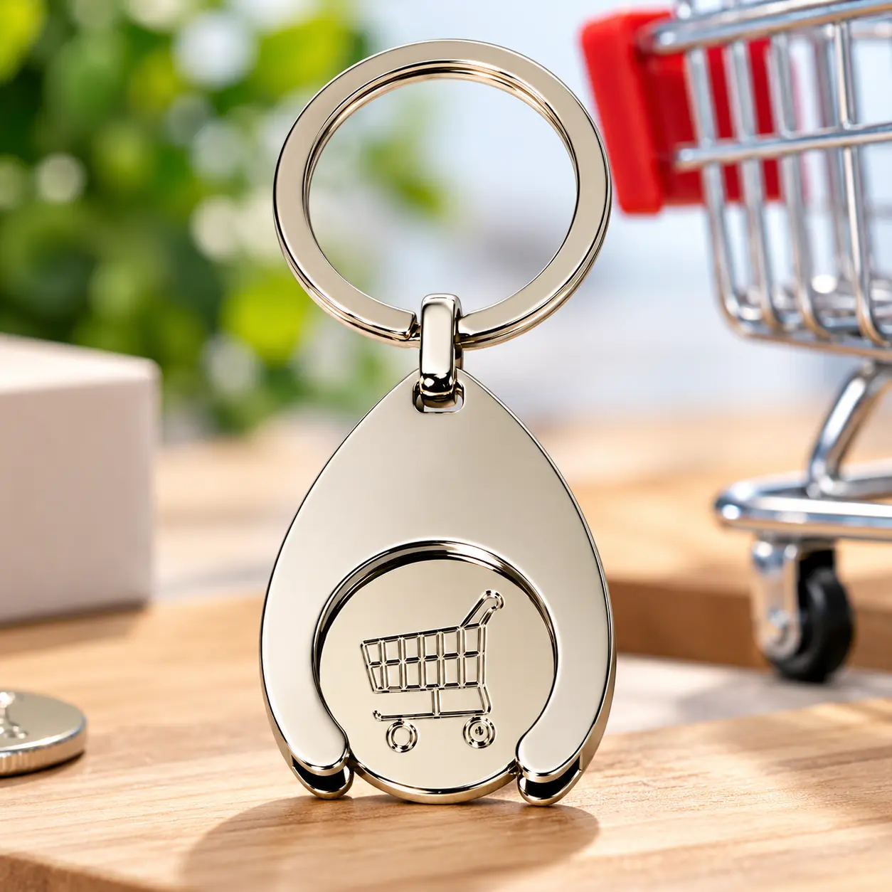 Shopping Cart Coin Keychain